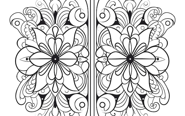 Photo bohemian mindful patterns coloring page black and white