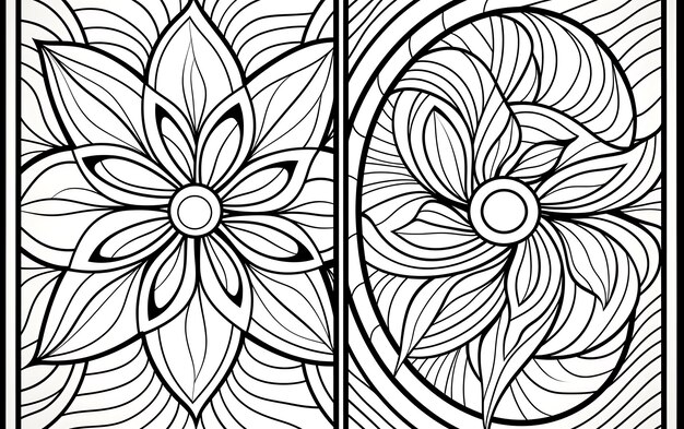 Photo bohemian mindful patterns coloring page black and white