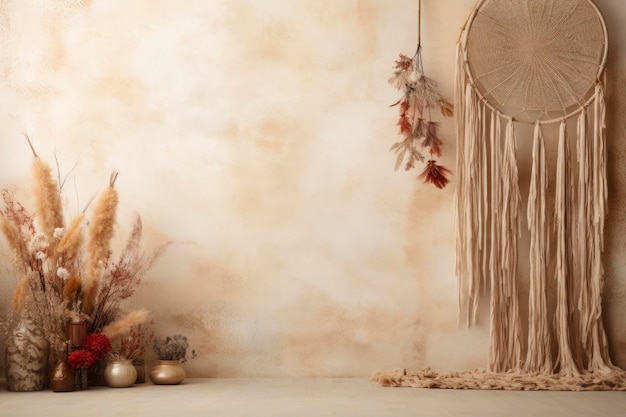 Foto mockup dello spazio della copia dello sfondo di boho