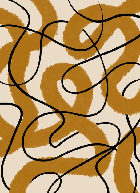 Boho Beige Fabric Clothes Pattern Rustic Line Art Modern Swirl Background