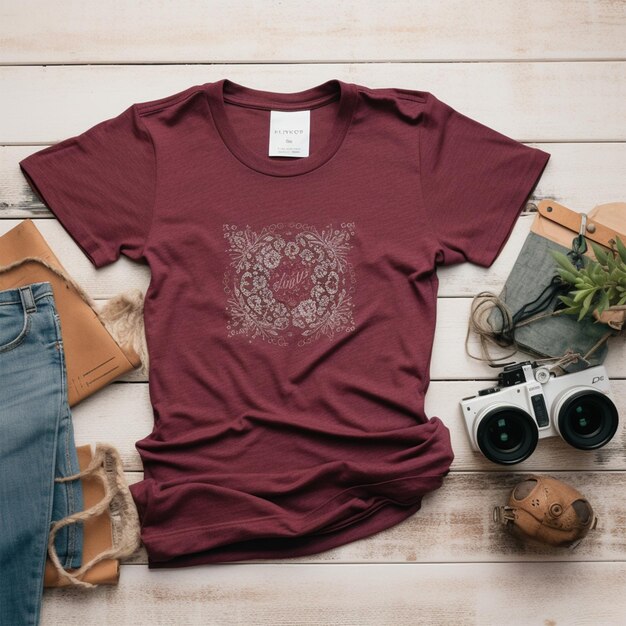 Boho Bella Canvas 3001 Maroon Triblend Shirt Mock