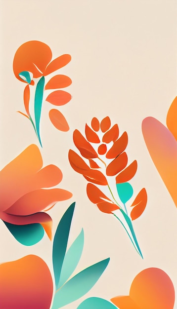 自由奔放に生きる植物の最小限のプリント郵便壁画デジタルイラストスカンジナビアのコンセプトデジタルマーケティング用のソーシャルメディアバナー現代的な背景投稿テンプレート手描きのコンセプト