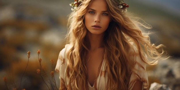 Boho Chic Woman in Nature