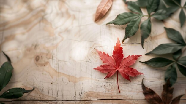 Boho decor with a red maple leaf