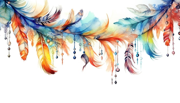 boho feathers watercolor