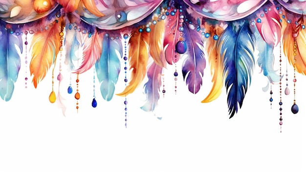 boho feathers watercolor