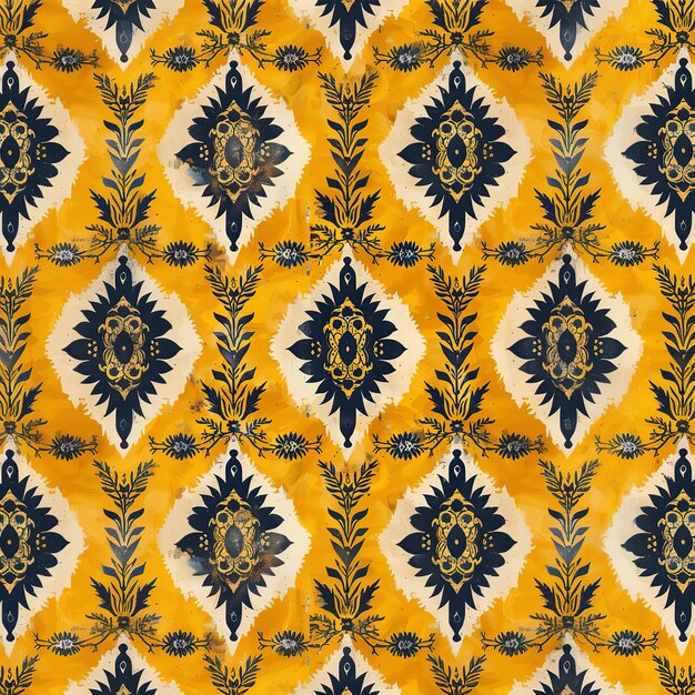 Boho floral batik pattern background