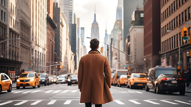 Boho man walking on the city street sunset Bohemian Boy holiday trip city