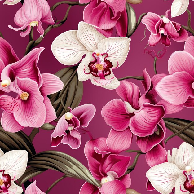 Foto boho-orchideeënpatroon voor een ontspannen gevoel