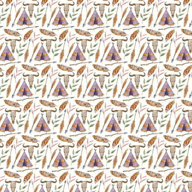 Photo boho seamless pattern