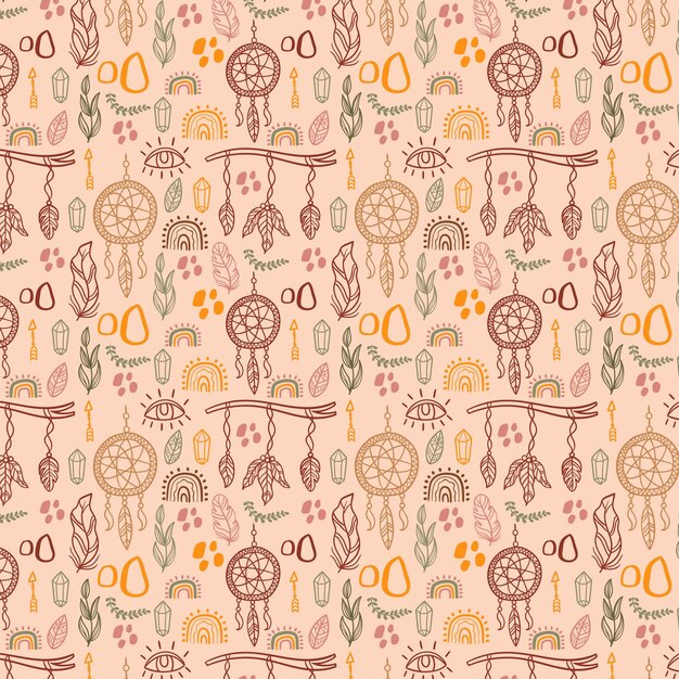 Photo boho seamless pattern