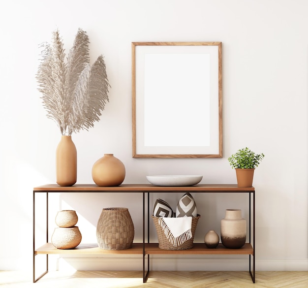 Boho stijl woonkamer frame mockup