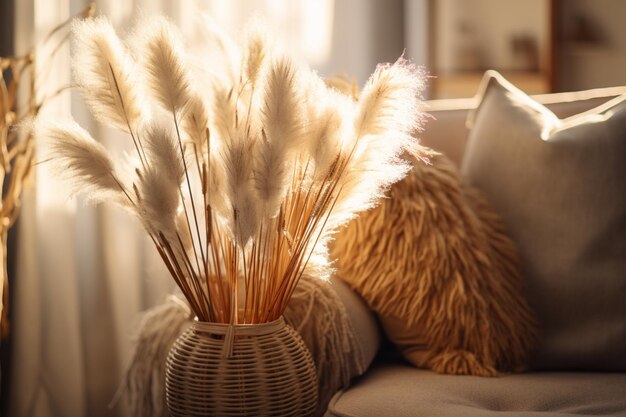 Foto boho-stijl woonkamer natuurlijk licht en comfortabele meubels