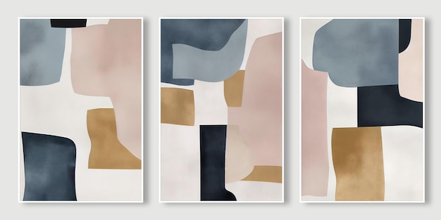 Бохо стиль абстрактный акварель геометрический цвет блок-арт триптих