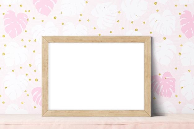 Boho style frame mockup in nursery for newborns