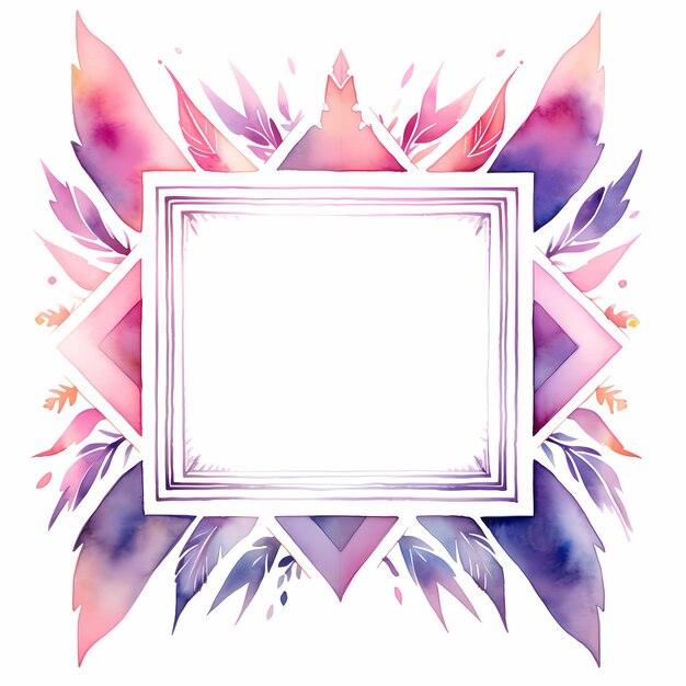 Boho watercolor frame