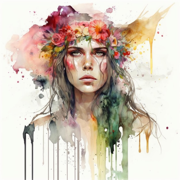 Boho Woman Watercolor