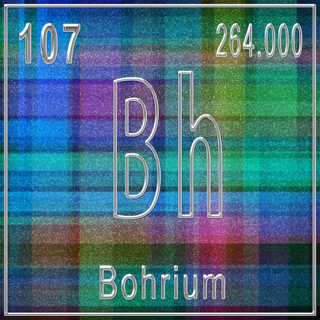 Foto bohrium scheikundig element teken met atoomnummer en atoomgewicht