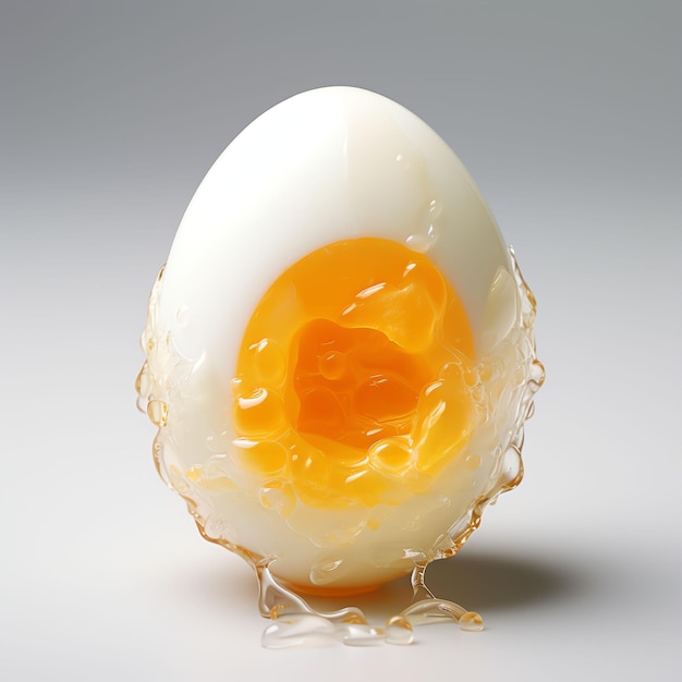 boil egg on white background ultra realistic photography