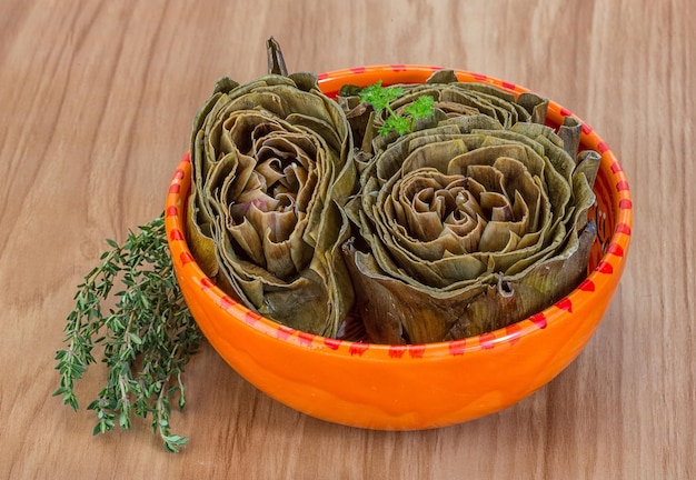 Boiled artichokes