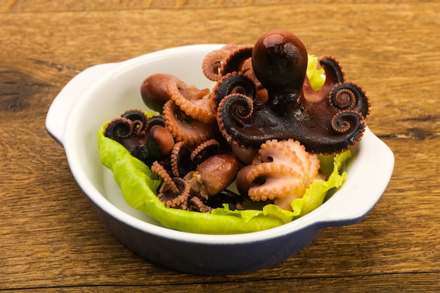 Boiled baby octopuses