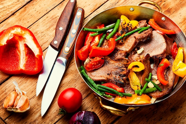 Boiled beef tongue with bell pepper.Sliced beef tongue