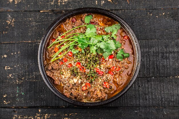 Boiled beef with Chinese Sichuan cuisine