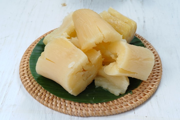 boiled Cassava or Singkong Rebus.Complex carbohydrates are part of the composition of a healthy diet