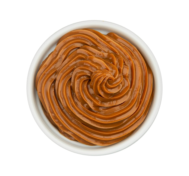 Photo boiled condensed milk melted caramel cream top view