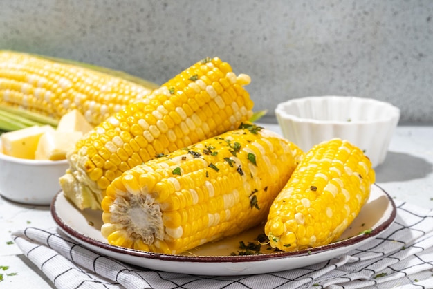 Boiled corn cobs