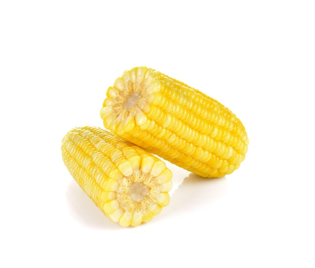 Boiled corn on white