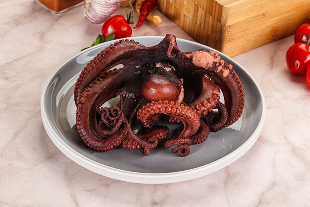 Boiled delicous Octopus in the bowl