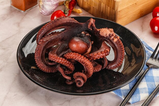 Boiled delicous Octopus in the bowl