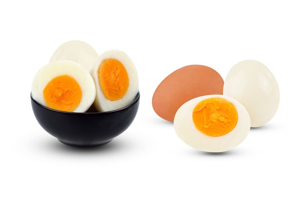 Boiled egg isolated on white background