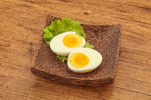 Boiled egg slices in the bowl