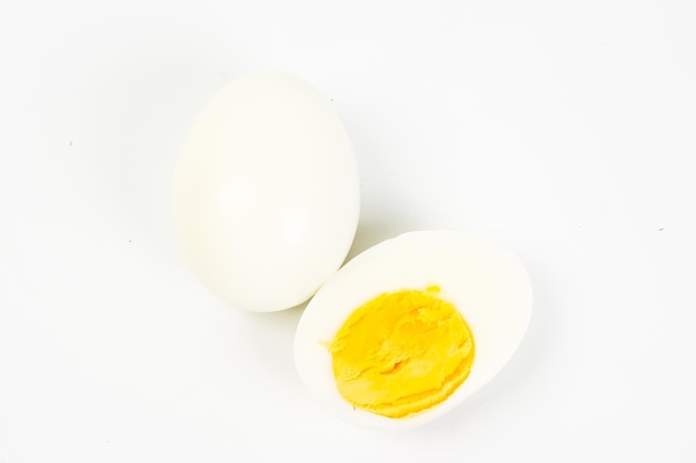 Boiled egg on white background