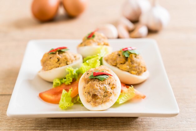 boiled egg with minced pork