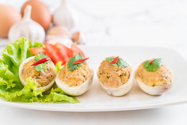 boiled egg with minced pork