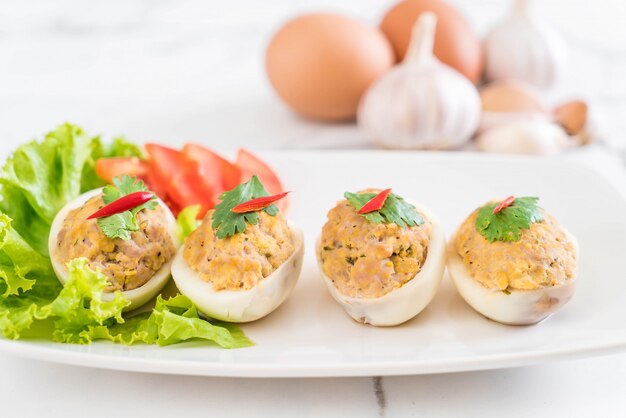 boiled egg with minced pork