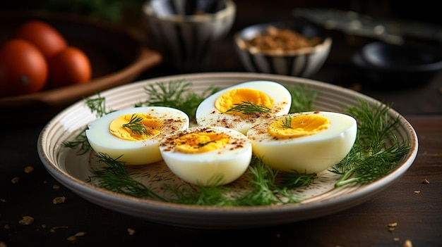 Premium AI Image  Boiled eggs are delicious