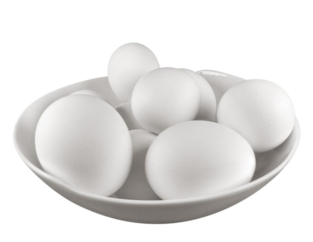 Boiled eggs in the bowl isolated