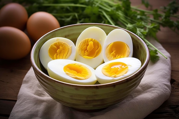 Boiled eggs in bowl