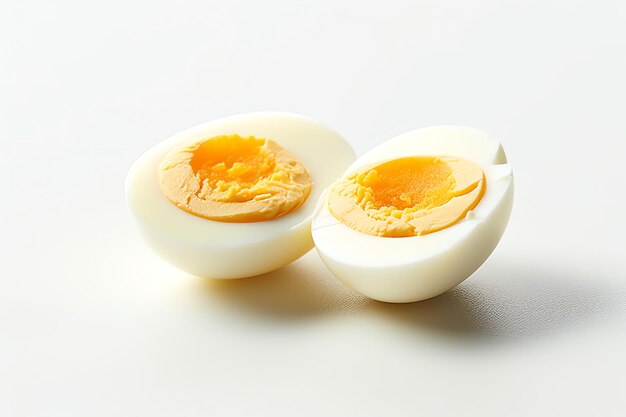 Photo boiled eggs on white background