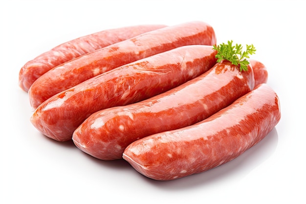 Boiled pork sausage isolated on white background