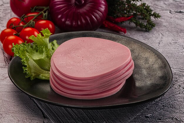 Boiled pork sliced sausage stack