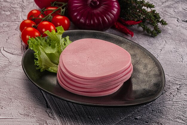 Boiled pork sliced sausage stack