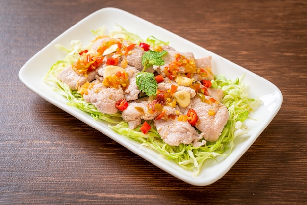 Boiled Pork with Lime Garlic and Chili Sauce