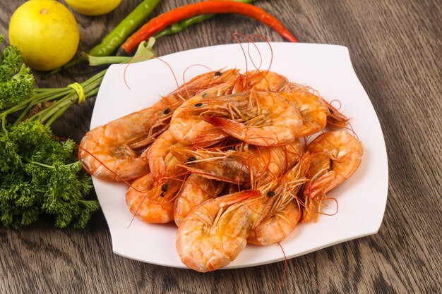 Boiled prawns