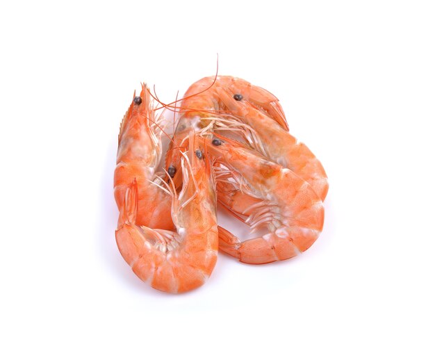 Boiled  shrimp on white background