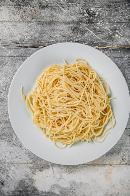 Boiled spaghetti on a plate